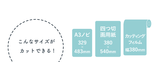 こんなサイズがカットできる！A3ノビ 四つ切画用紙 カッティングフィルム