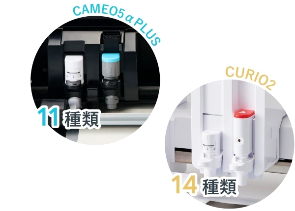 CAMEO5aPLUSは11種類 CURIO2は14種類