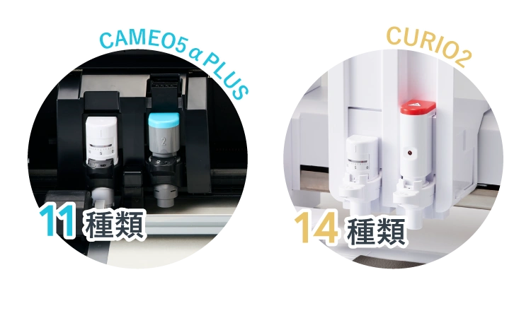 CAMEO5aPLUSは11種類 CURIO2は14種類