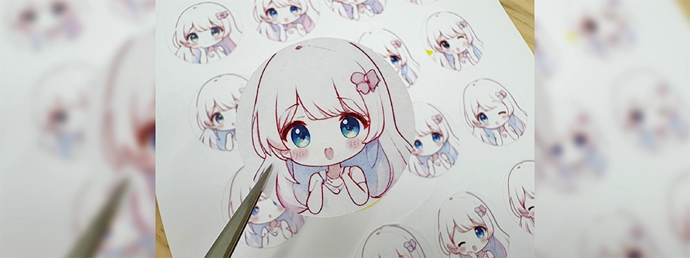 女の子のイラストが描かれたステッカー