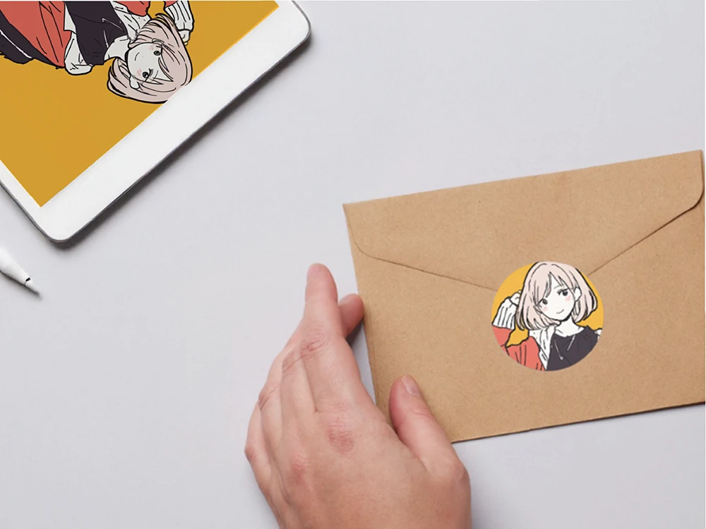 タブレットで描いたイラストで作ったオリジナル封シール