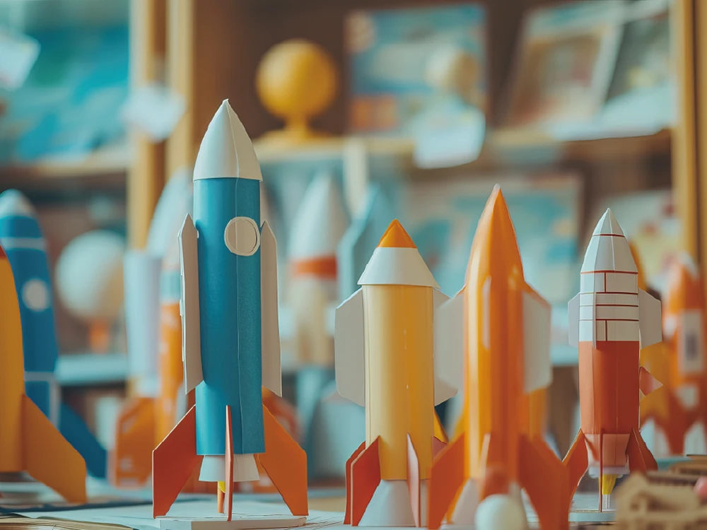 紙で作られたロケット