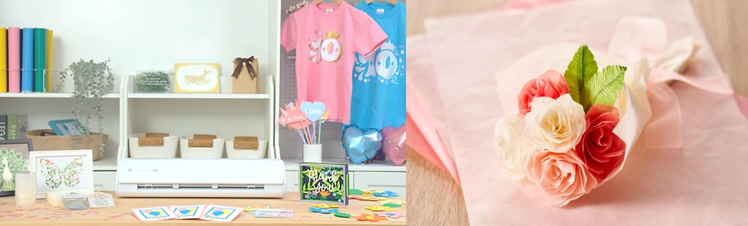 シルエットカメオ5アルファとお花紙